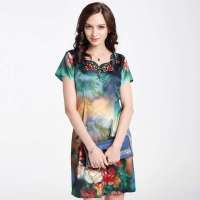 格莱美大码女士服装高档桑蚕丝真丝连衣裙131078 绿色 XL【报价大全、价格、商铺】-苏宁易购开放平台